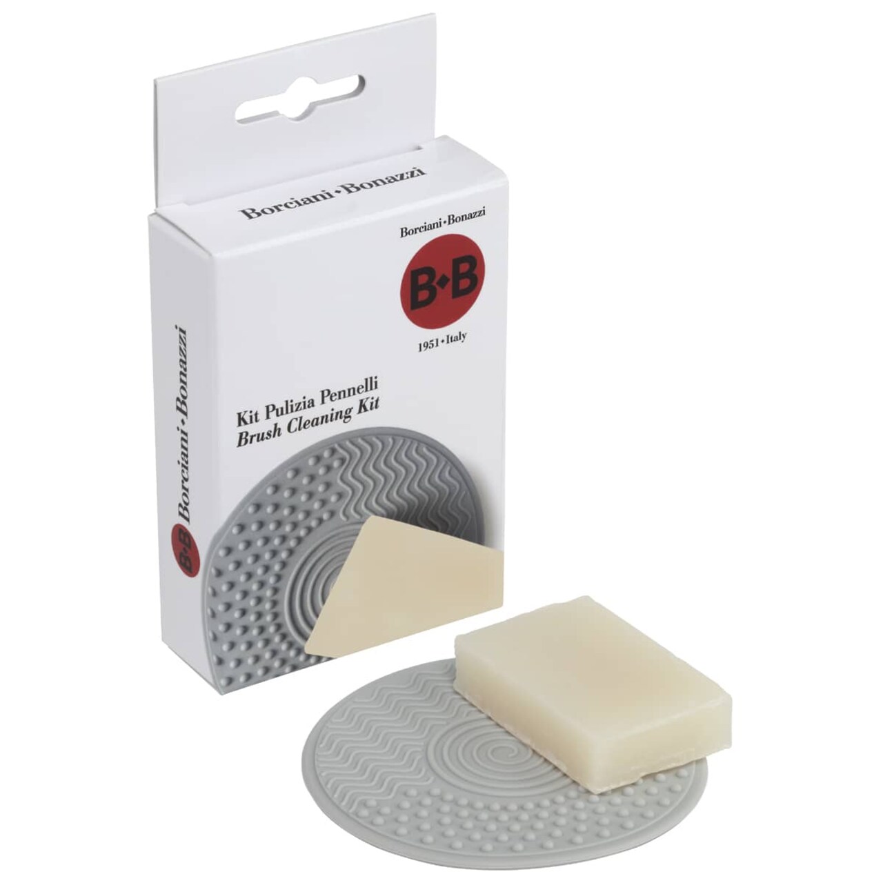 Borciani e Bonazzi Brush Cleaning Kit - 2-in-1 Paintbrush Vegetable Soap & Silicone Pad, Gentle, Deep-Cleaning & Conditioner, Travel-Friendly, All Natural